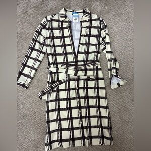 NWT, J. McLaughlin Cream and Brown Checkered Dress